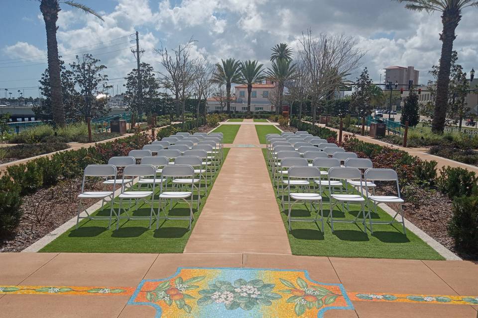 White wedding chairs at the ne