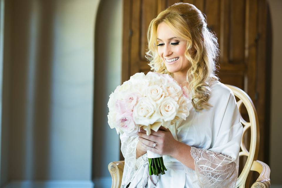 Bridal holding bouquet