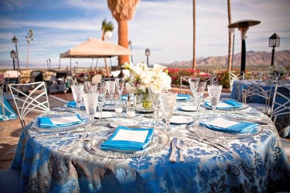 Sky Blue Regency with Light BLue Napkins - Wedding at the O'Donnell house in Palm Springs