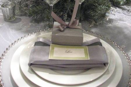 White Silver and Gray Table Setting
