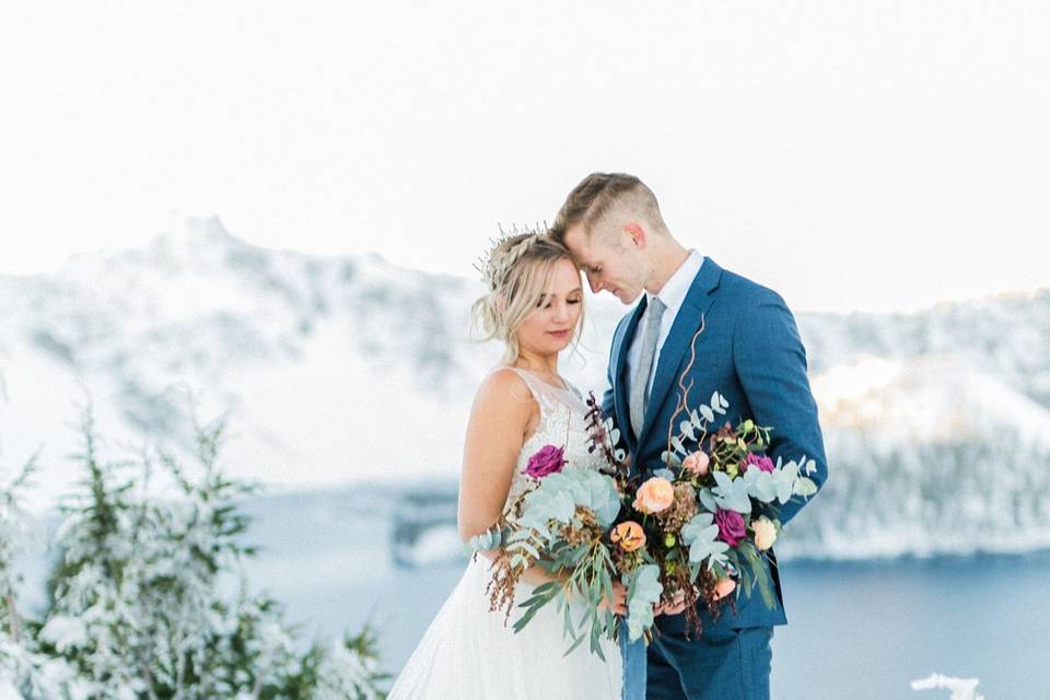 Romantic Elopement at Crater Lake National Park, featured on Green Wedding Shoes.