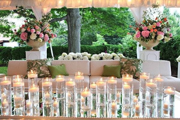 Table setup with floral centerpiece