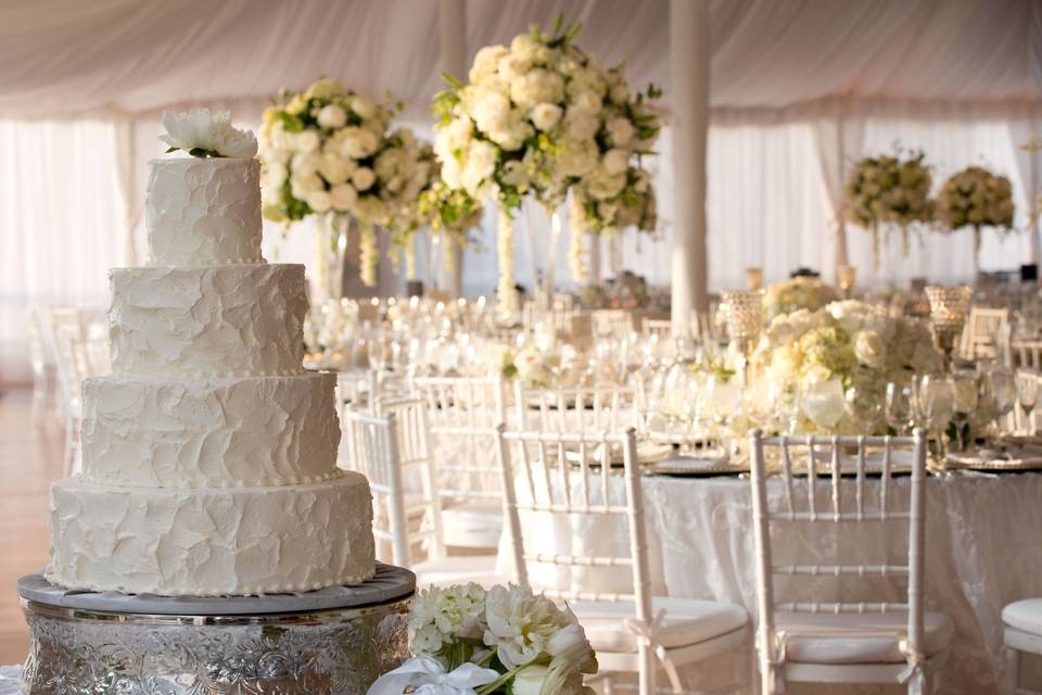 Multiple layered wedding cake