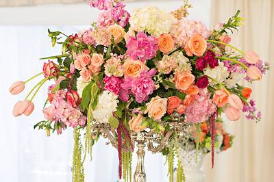 Table setup with floral centerpiece