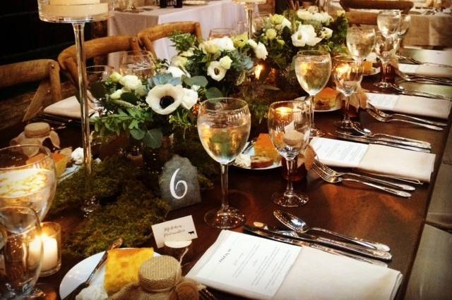 Table setup with floral centerpiece