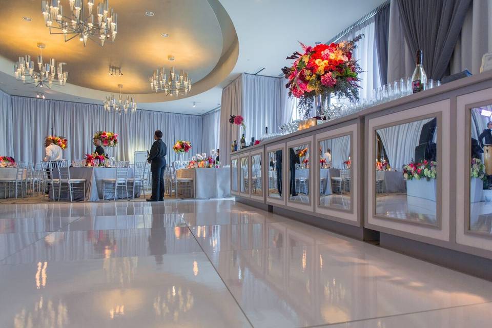 Table setup with floral centerpiece