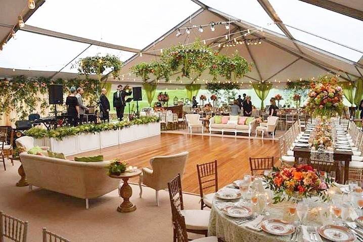 Table setup with floral centerpiece