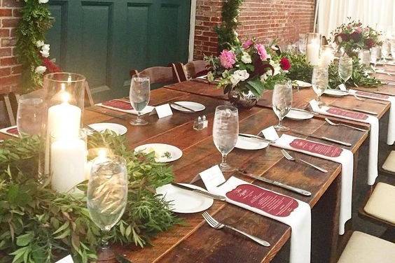 Table setup with floral centerpiece