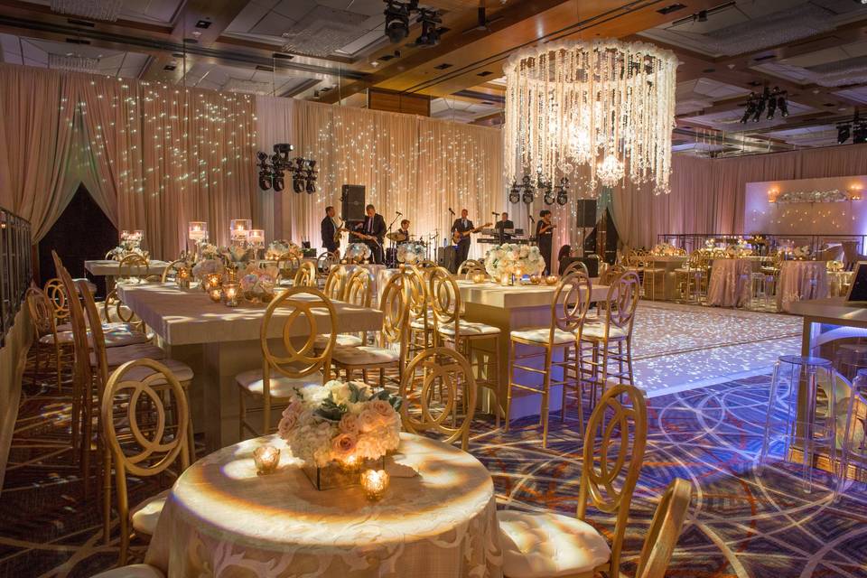 Table setup with floral centerpiece