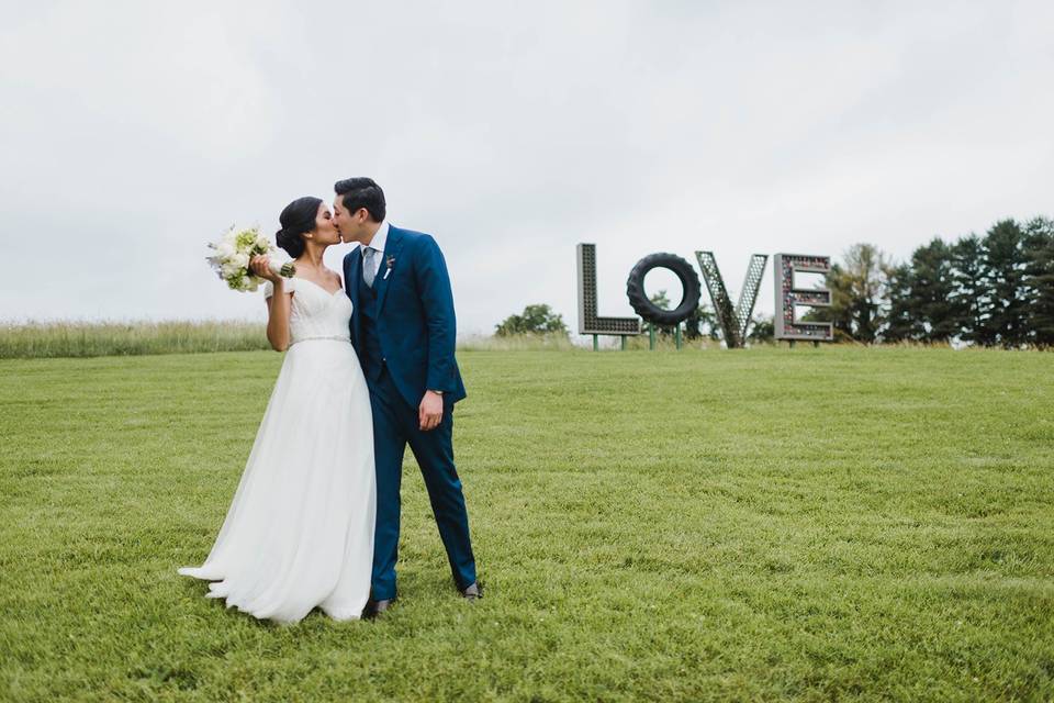 Newlyweds, bridesmaids, and groomsmen