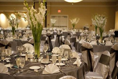 Table setup with flower centerpiece