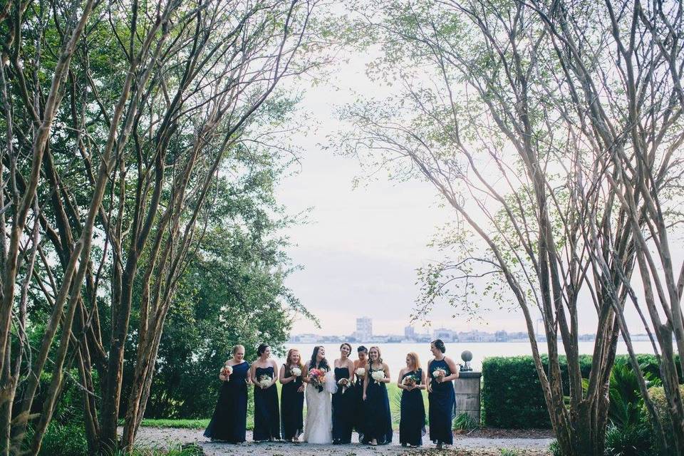 The bride with her bridesmaids