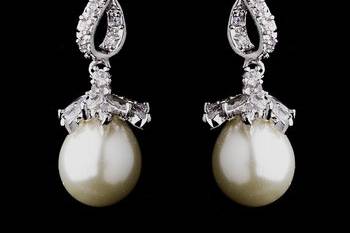 Ivory Pearl Drop & Cubic Zirconia Earrings