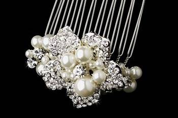 Ivory Pearl & Rhinestone Encrusted Comb