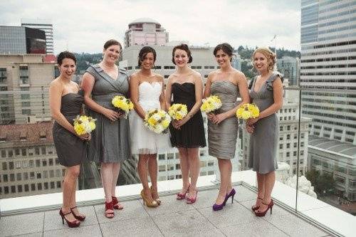 Bride and her bridesmaids