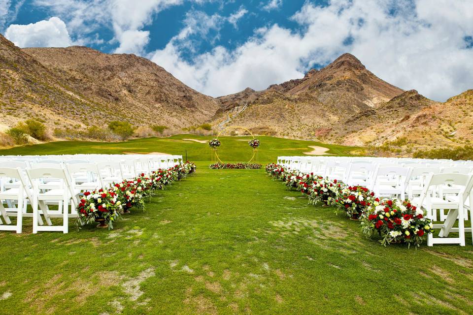 Ceremony arch and chairs