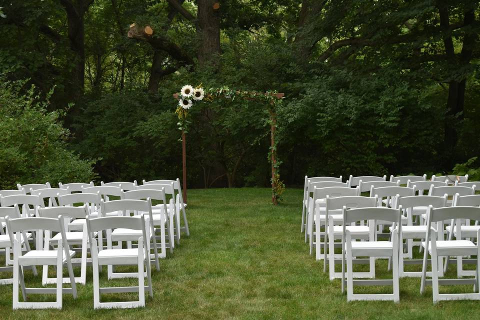 Ceremony arch and chairs