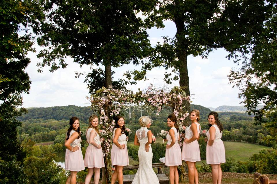 The bride with her bridesmaids