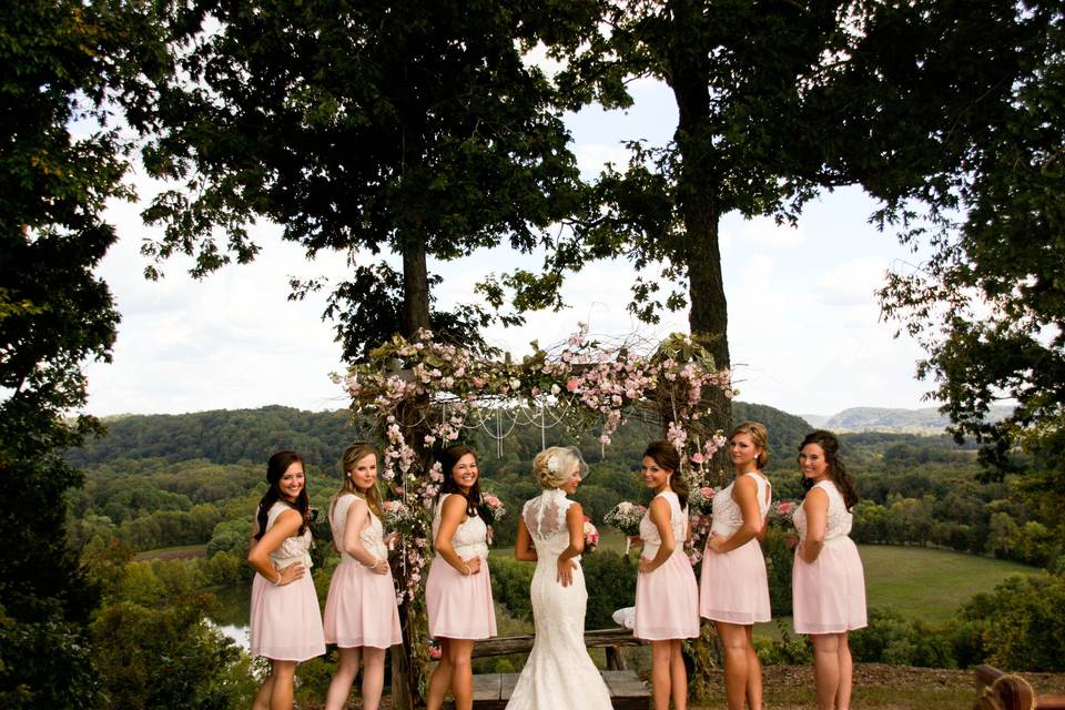 The bride with her bridesmaids