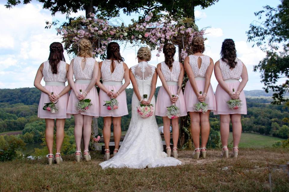 The bride with her bridesmaids