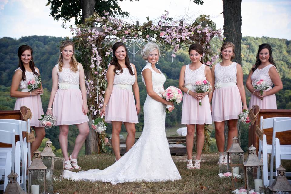 The bride with her bridesmaids