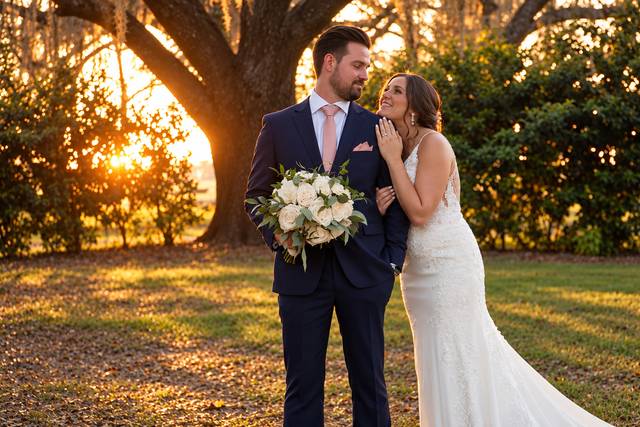 Sunset beneath the oak trees