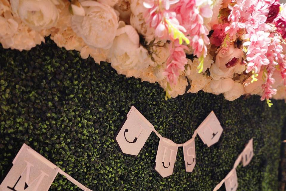 Just Married Flower Wall