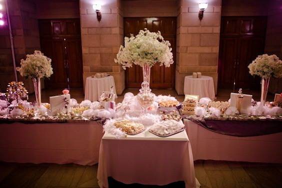 Dessert table set in lobby