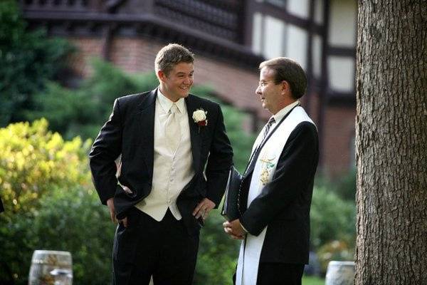 Groom and officiant