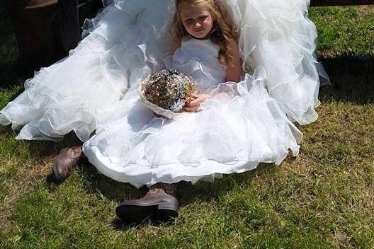 Bride with kid at the farm