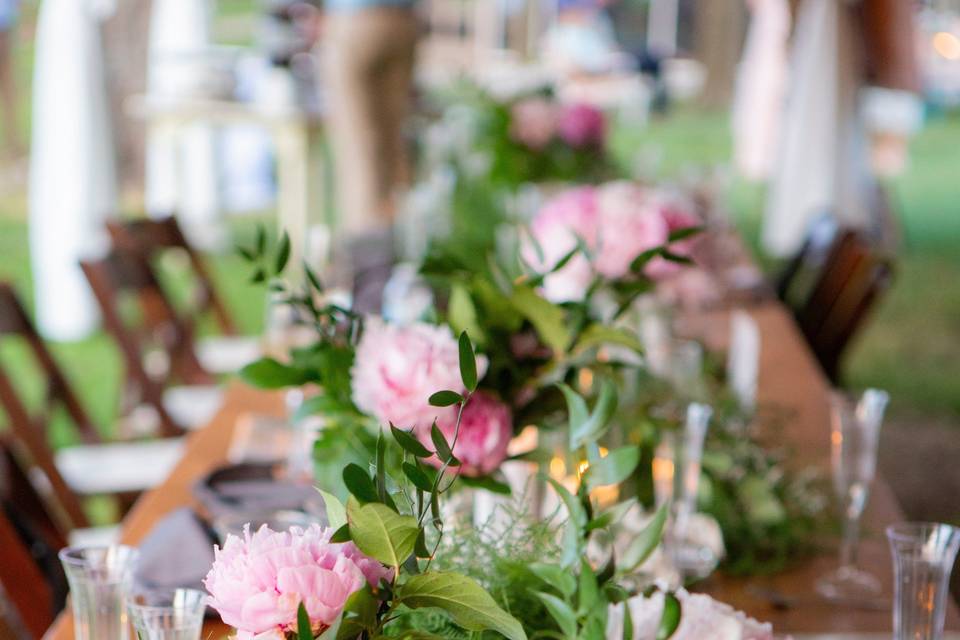 Garden-inspired table garland.