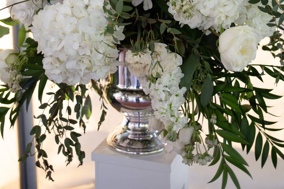 White hydrangeas arrangement