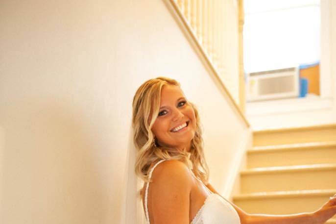 Bride by the stairs