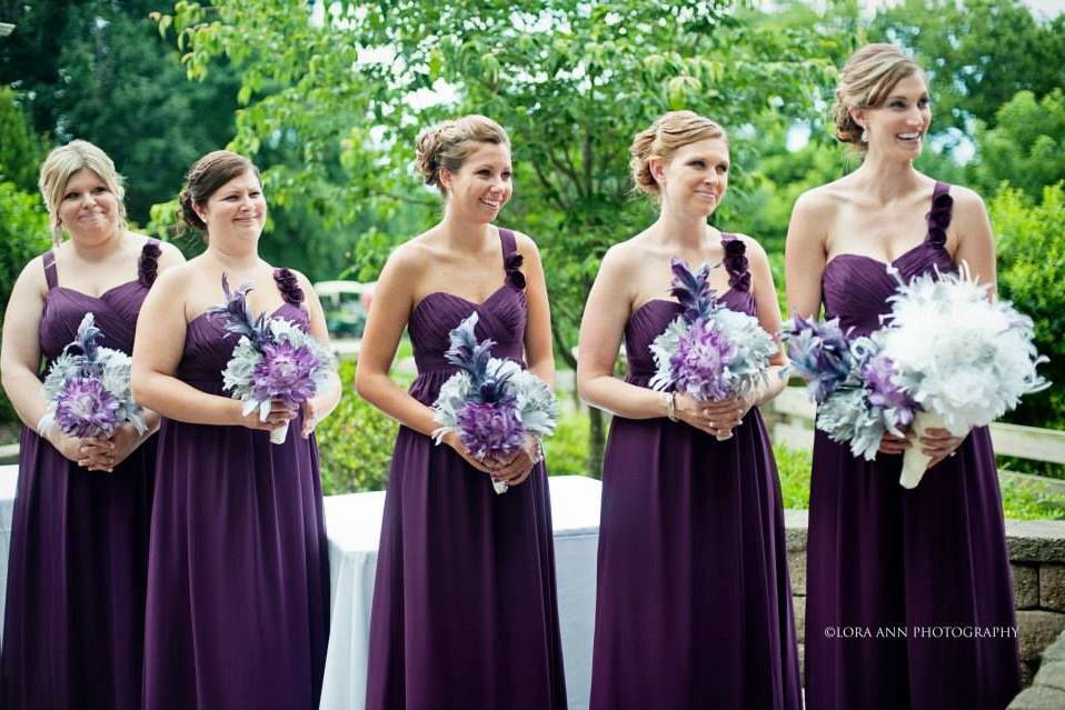 Bridesmaids in violet