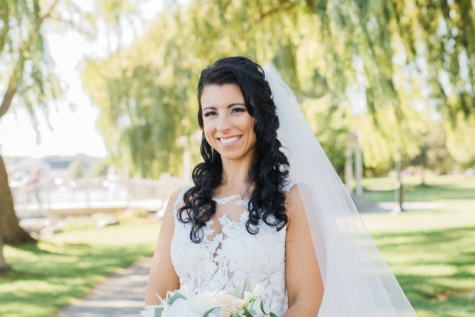 Bridal updo and hair