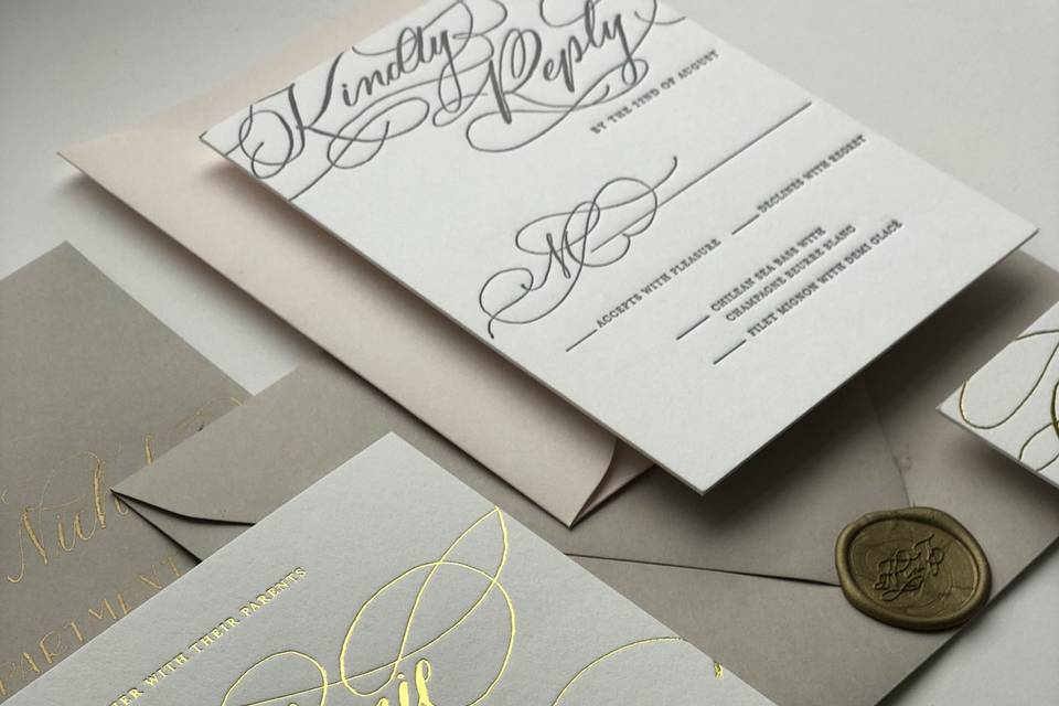 Custom gold foil invitations