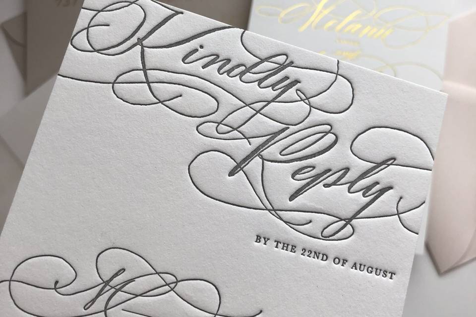 Luxe letterpress reply card