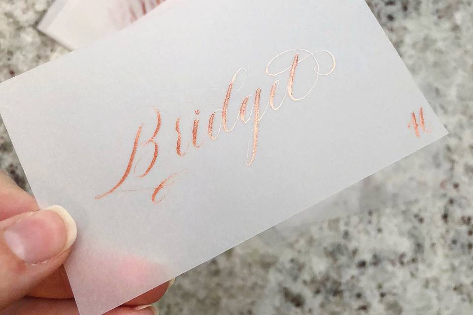 Rose gold place cards