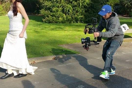 Filming the walking bride