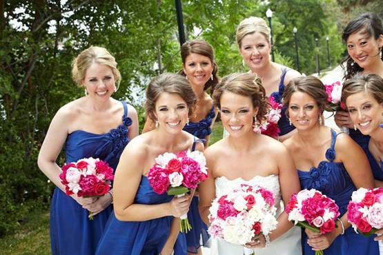 Bride and bridesmaids