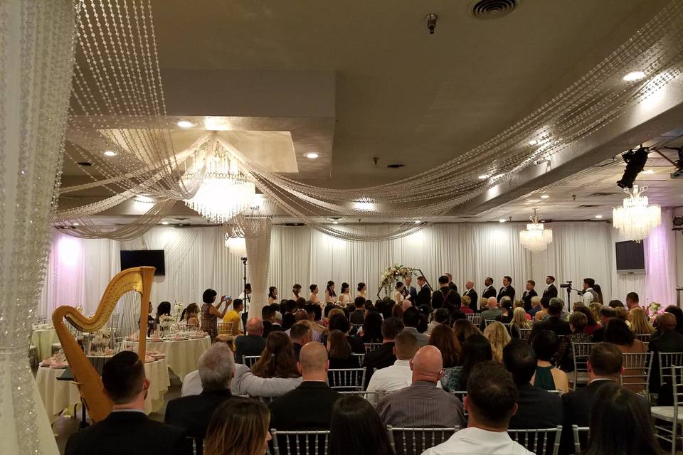 At an indoor wedding