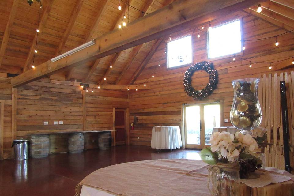 Tables inside Barn Venue