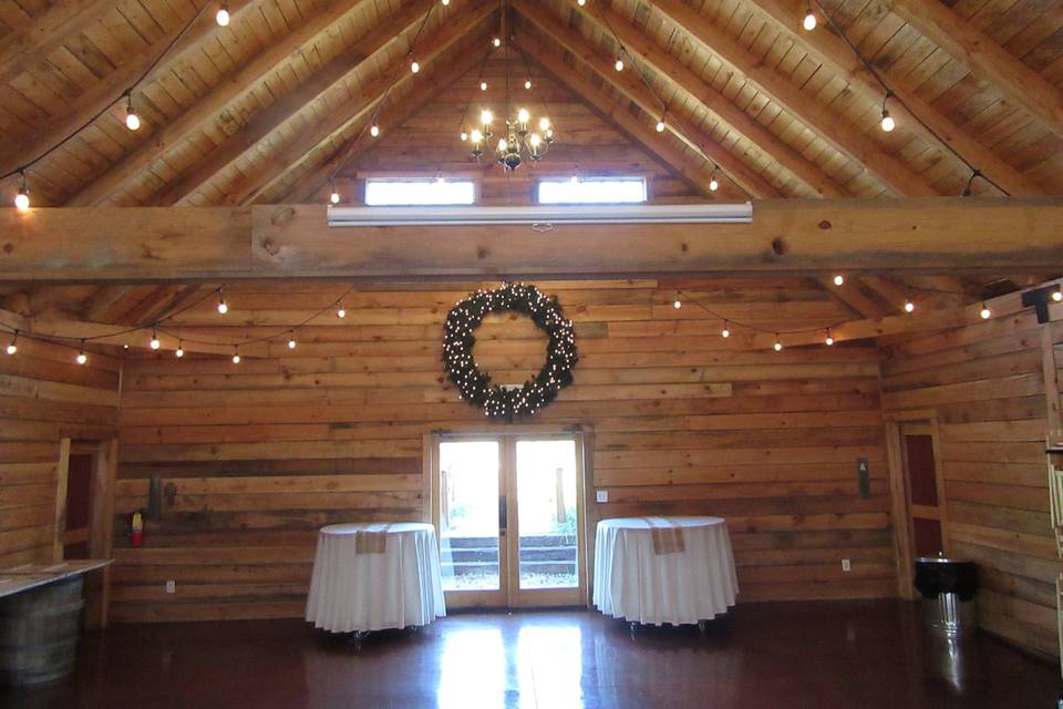 Tables inside Barn Venue