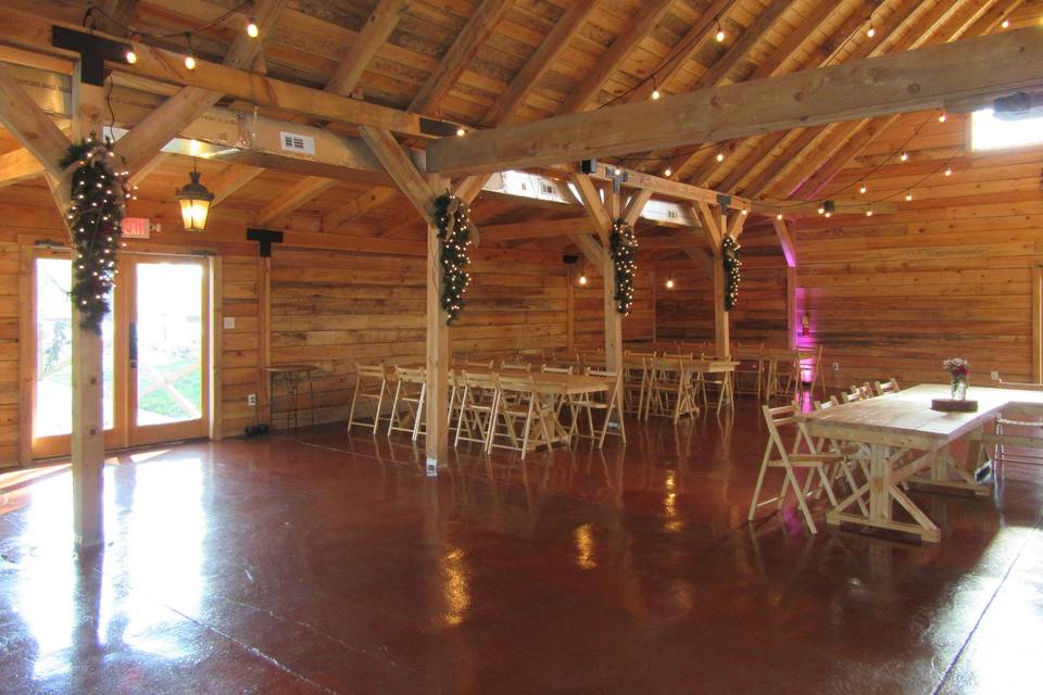 Tables inside Barn Venue