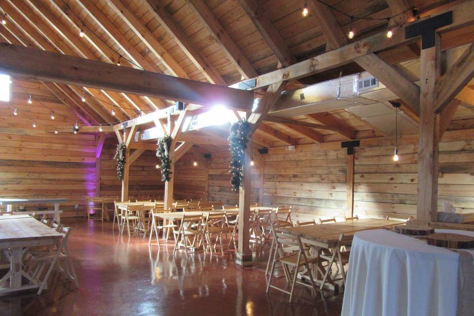 Tables inside Barn Venue