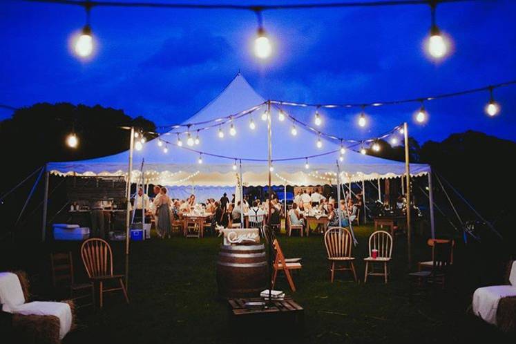 String lights and open tent