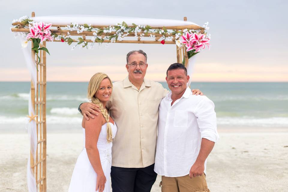 By the beach wedding arch