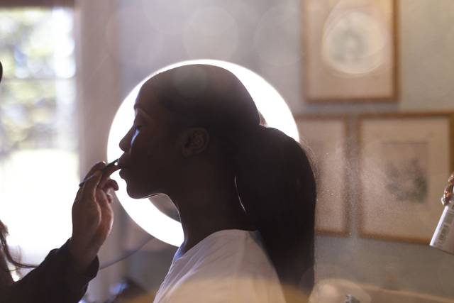 Bride is getting ready