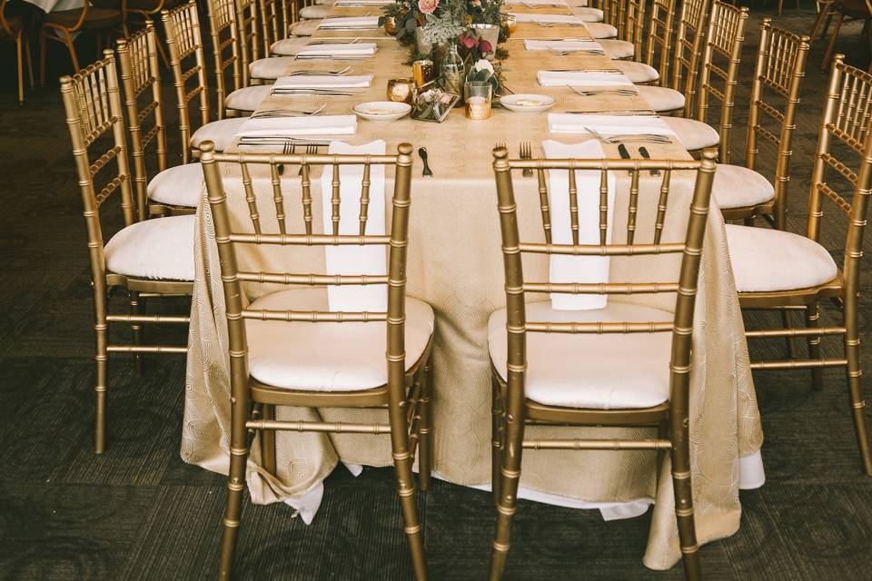 A head table for family-style dining