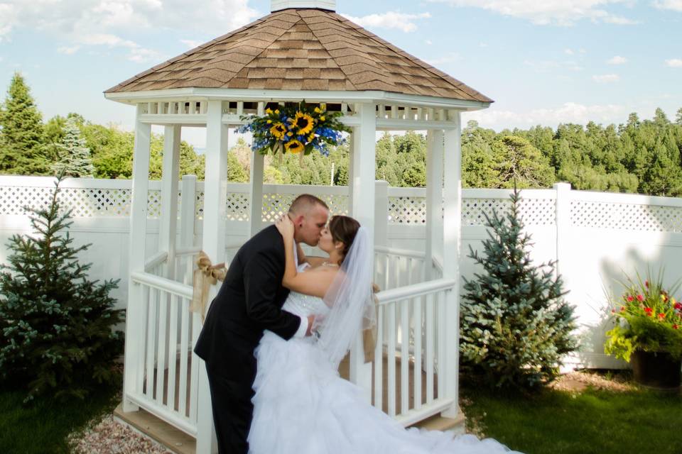 Newlyweds kiss